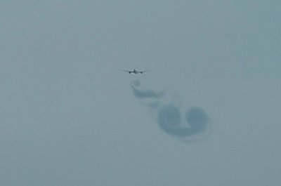 Wake vortices of an A330 flying over Indonesia