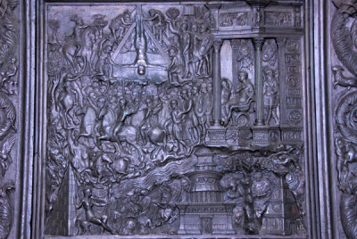 Panel from Filaretes 1445 bronze door showing the Martyrdom of St. Peter