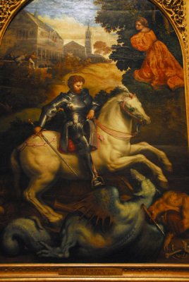 St. George Killing the Dragon (San Giorgio uccide il Drago) Paris Bordone, 16th C.
