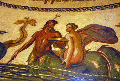 Mosaic floor of the Sala Rotonda of a nymph riding a triton, Museo Pio-Clementino