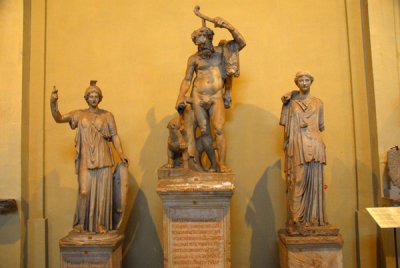 Early Hellenistic Silen (center), Roman (Trajan) Museo Chiaramonti (inv 1441)