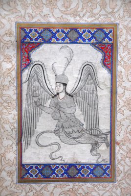 An Angel with Cup and Wine Flask attributed to Shah Qali, 16th C. Turkey