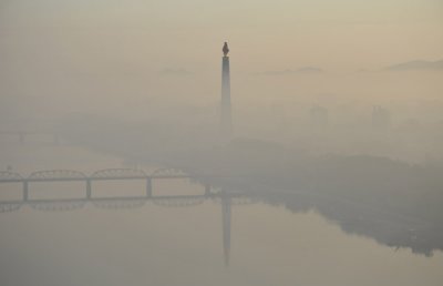 Juche Tower in the early morning mist