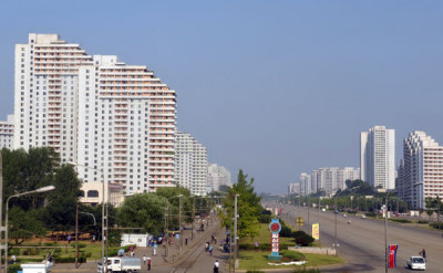 Thongil Street passing through the upscale Raknang District, Pyongyang