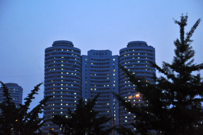 Dusk falls over Pyongyang