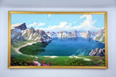 Painting of the crater lake of Mt. Paektu, Juche Tower