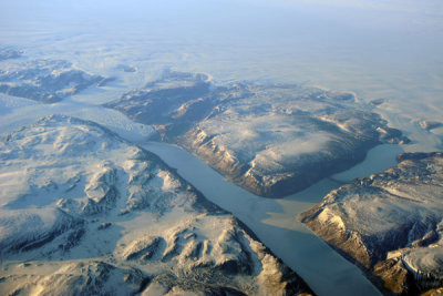 Fjord leading inland from Thule, Greenland