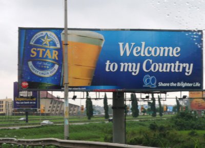 Billboard for Nigerias Star Beer outside Lagos Airport