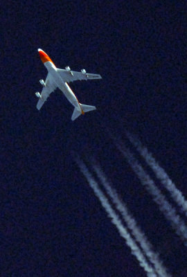 Different bird - Angolan B747 passes high over the Okavango Delta between Joburg and Luanda