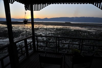 Terrace overlooking the wetlands on the edge of Inle Lake
