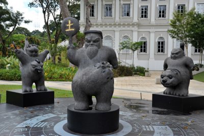 Five Elements sculptures next to the National Museum of Singapore