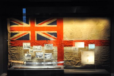 British naval ensign and Japanese sword