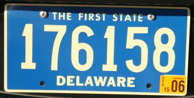 Delaware license plate - The First State