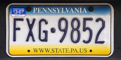 Pennsylvania License Plate