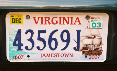 Virginia License Plate - Jamestown