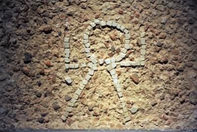 Fragment of floor in opus signinum with the sign of Tanit, 3rd-1st  C. BC, Sabratha