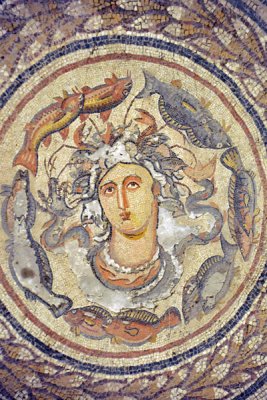 Centerpiece of the Oea mosaic viewed from above
