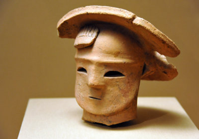 Haniwa in the form of womans head, Kofun period, 300-552