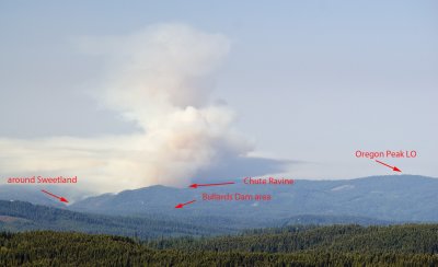 Yuba Fire crosses the ridge to the East 0950 hrs Sunday morn16 Aug 09