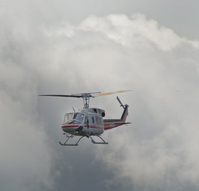 Copter 514 in breaking clouds