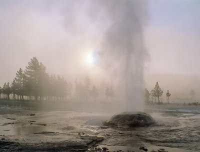 Yellowstone Geyser - Sun thru the Mist