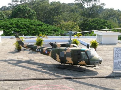 Helicopter on the roof of the old presidential palace