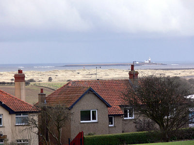 Warkworth, Farne Island in distance