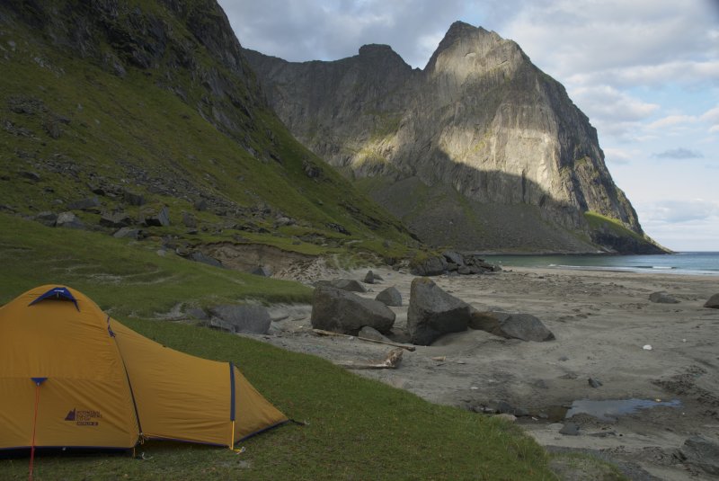 Camping on Kvalvika beach