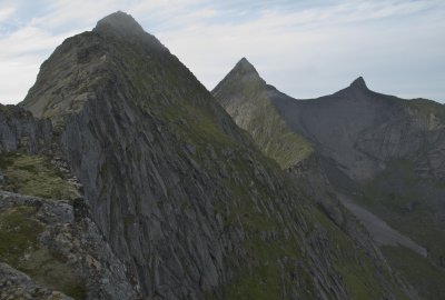 The east face of Helvetestinden.  We hiked up the South ridge.