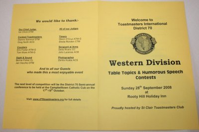 2008 Western Division Humorous and Table Topics contest