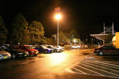 Liverpool Catholic club car park by night