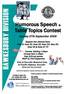 2009 Hawkesbury Division Humorous and Table Topics contest