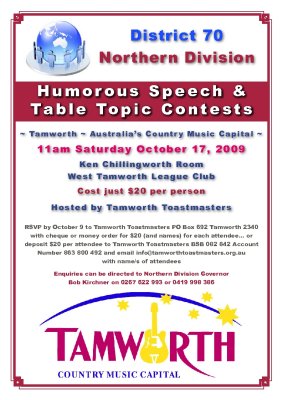 2009 Northern Division Humorous and Table Topics contest