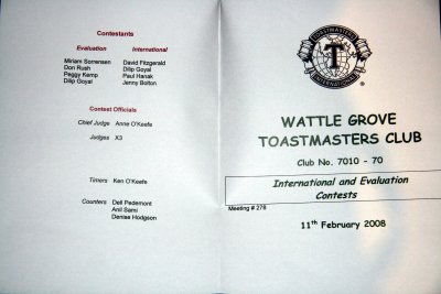 2008 Wattle Grove International and Evaluation Contest