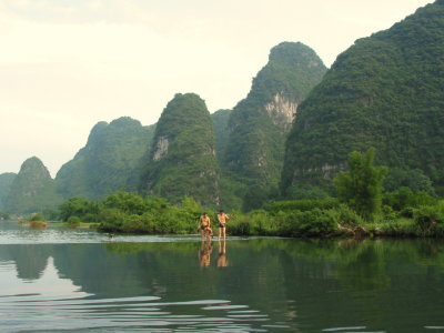 Swimmers in the Yu Long River