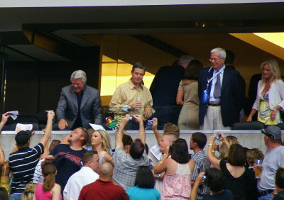 Jimmy Johnson greets the crowd