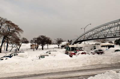 Bus stuck overnight