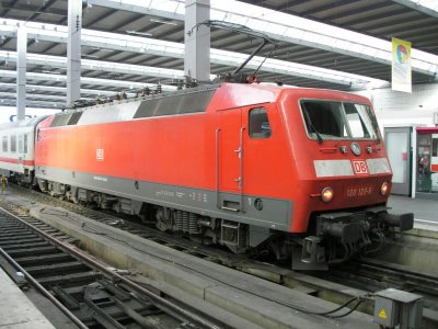 DB 120-class electric ready for departure with Intercity train to Strasbourg/France
