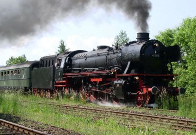 excursion train with DB 41 018 2-8-2 steam locomotive