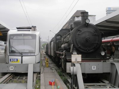 modern train and historic power