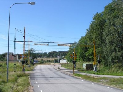 a rural Swedish railroad crossing