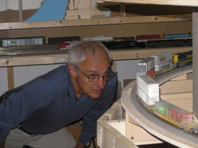 Michael inspecting the stack train