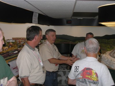 Dave Kampsnider showing his Oklahoma-themed layout