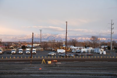 sunset on fresh mountain snow