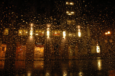 Raindrops on car window