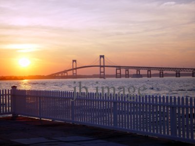 newport bridge summer sunset