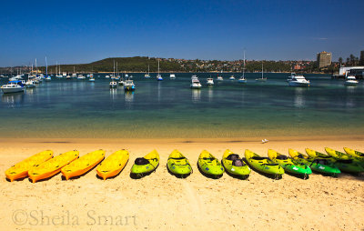 Manly wharf beach with kayaks