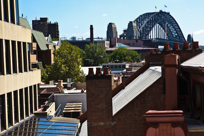 Sydney Harbour Bridge with the Rocks area in foreground