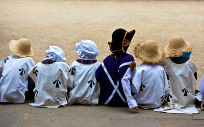 Schoolchildren in convict clothes