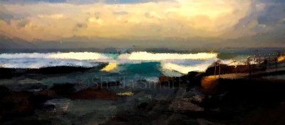 Avalon Beach panorama watercolour